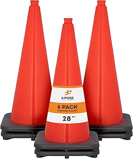 Xpose Safety 28 Inch Orange Traffic Cones, Multipurpose PVC Plastic Safety Cone for Parking, Soccer, Caution, Kids and Construction - coolthings.us