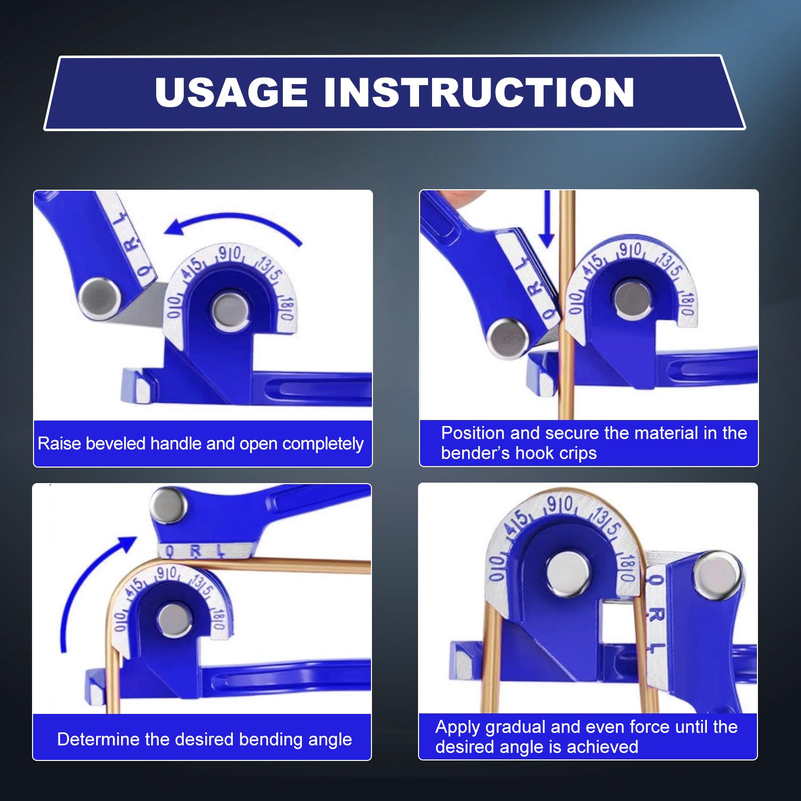 Strumento Piegatubi Manuale, Curvatubi Manuale per Tubi, Piegatubi Rame 180 Gradi, 3 in 1 Pinza Piegatrice per Tubo, 1/4"5/16" 3/8"Curvatubi Per Tubo Rame Rame Alluminio Ottone Metallo Metallo