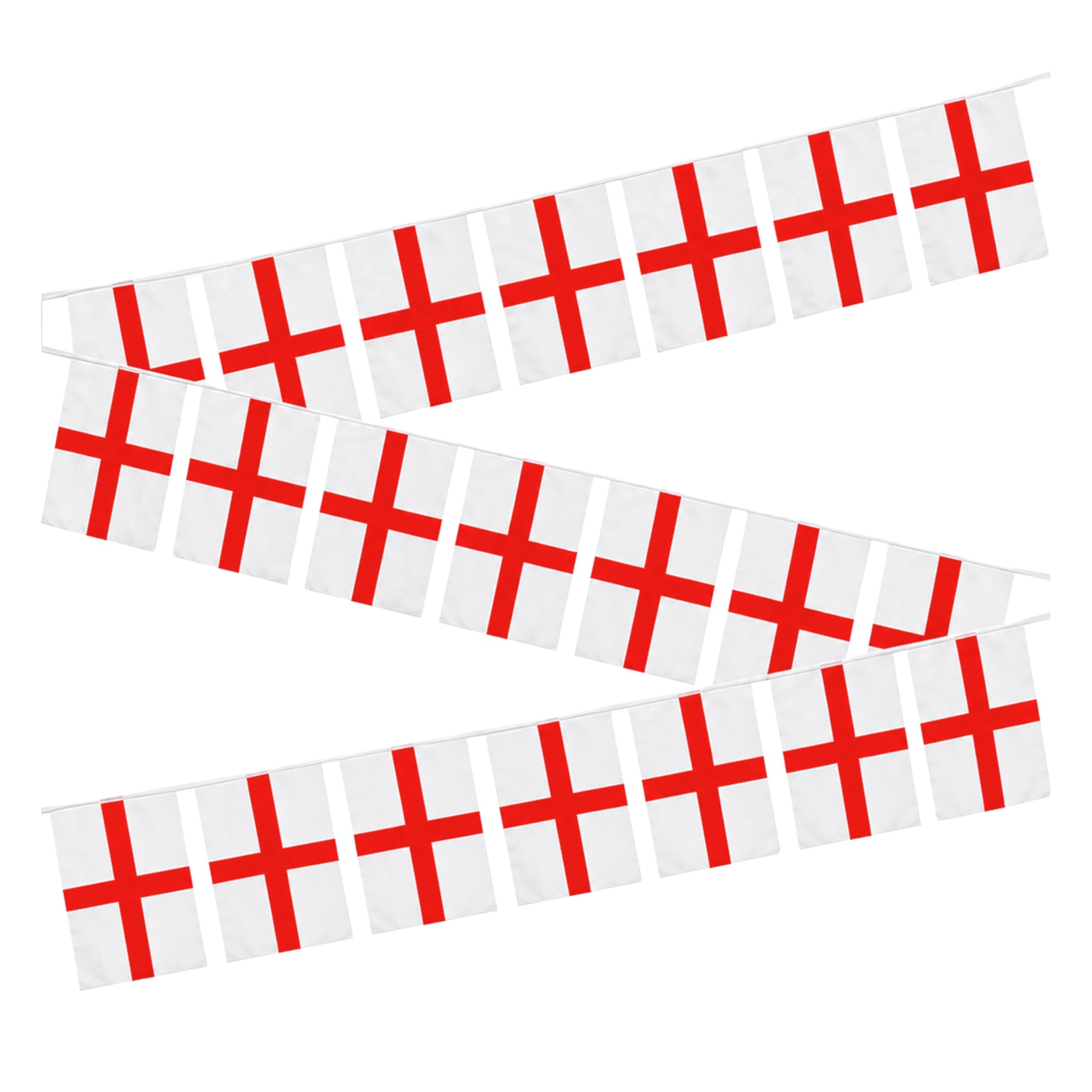 3m/10ft England St George Flag Bunting for FIFA 2026 World Cup – 10 St George Cross Polyester Flags 14 x 21cm Double Sided Football Party Decorations for Home and Pub