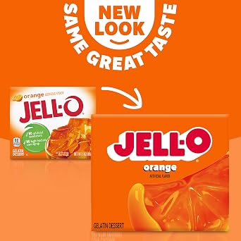Jell-O Gelatin Dessert Mix, Orange Flavored, Fat Free, Quick & Easy Dessert, 3 oz (Pack of 4)