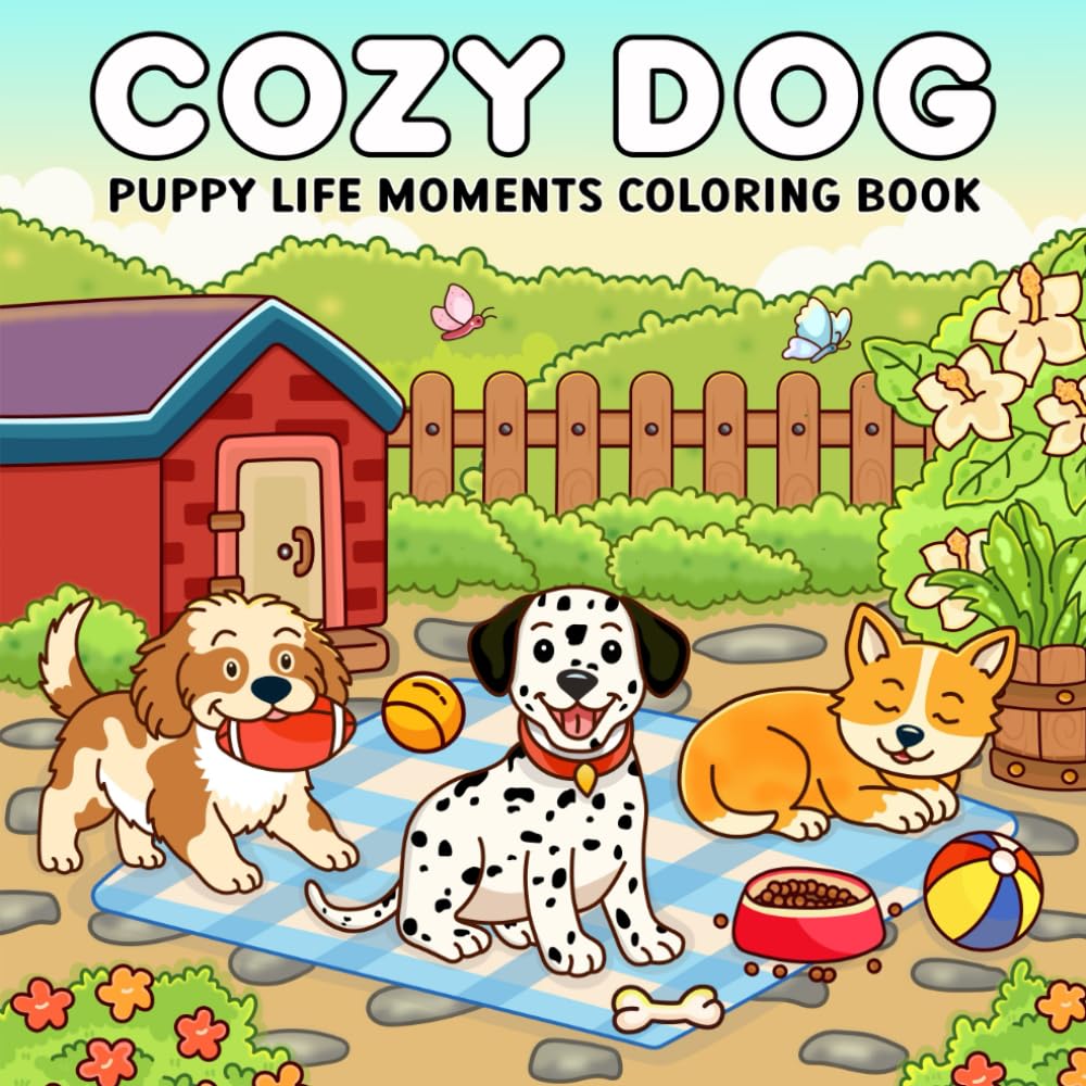 Cozy Dog: Puppy Life Moments Coloring Book, relaxing and adorable scenes for dog lovers, adults, and teens — feel the joy of cozy puppy life.