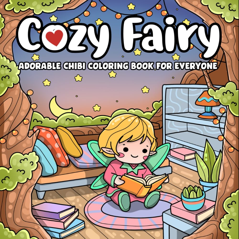 Cozy Fairy, Adorable Chibi Coloring Book for Everyone: Chill Vibe Fairylands Illustrations, Comfy Hygge Moments for Relaxation