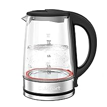 Cuisinart bollitore in vetro da 1,5 L con ebollizione rapida 3 kW, superficie fredda al tatto, senza BPA, beccuccio antigoccia, base girevole 360°, spegnimento automatico. con indicatore per una tazza