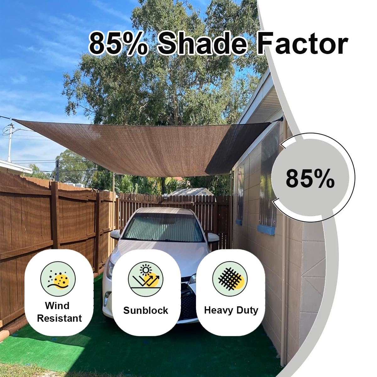 Zewnętrzna tkanina chroniąca przed promieniowaniem UV, 85% filtr przeciwsłoneczny, do ogrodzenia szklarni, pergoli i patio, z siatki kawowej, ze wzmocnionymi przelotkami, 6 x 8 m