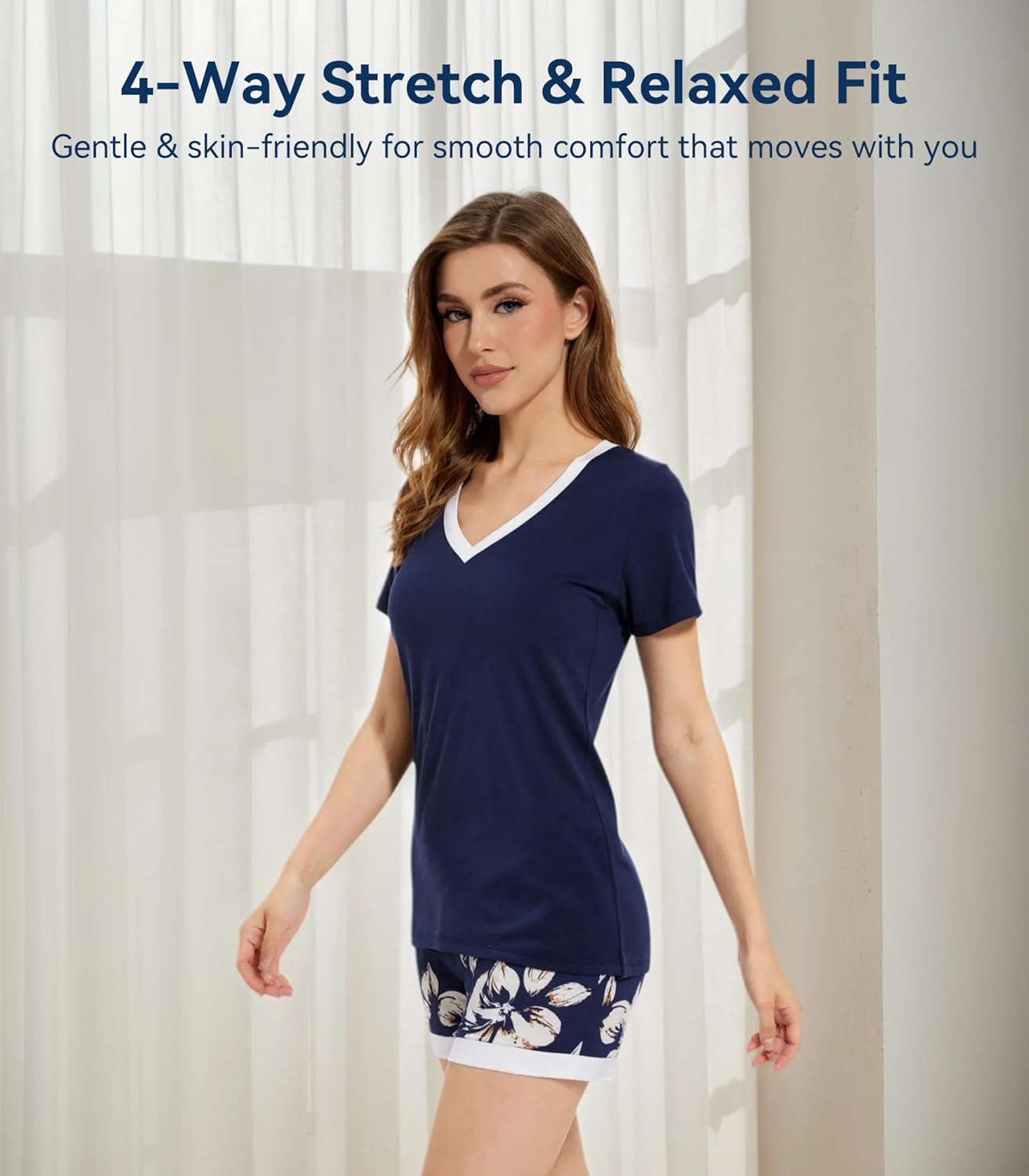 WiWi Viscose from Bamboo Pajamas Set for Women Super Soft Short Sleeve Cooling Summer Plus Size Pjs Sets Sleepwear S-4X - Image 3