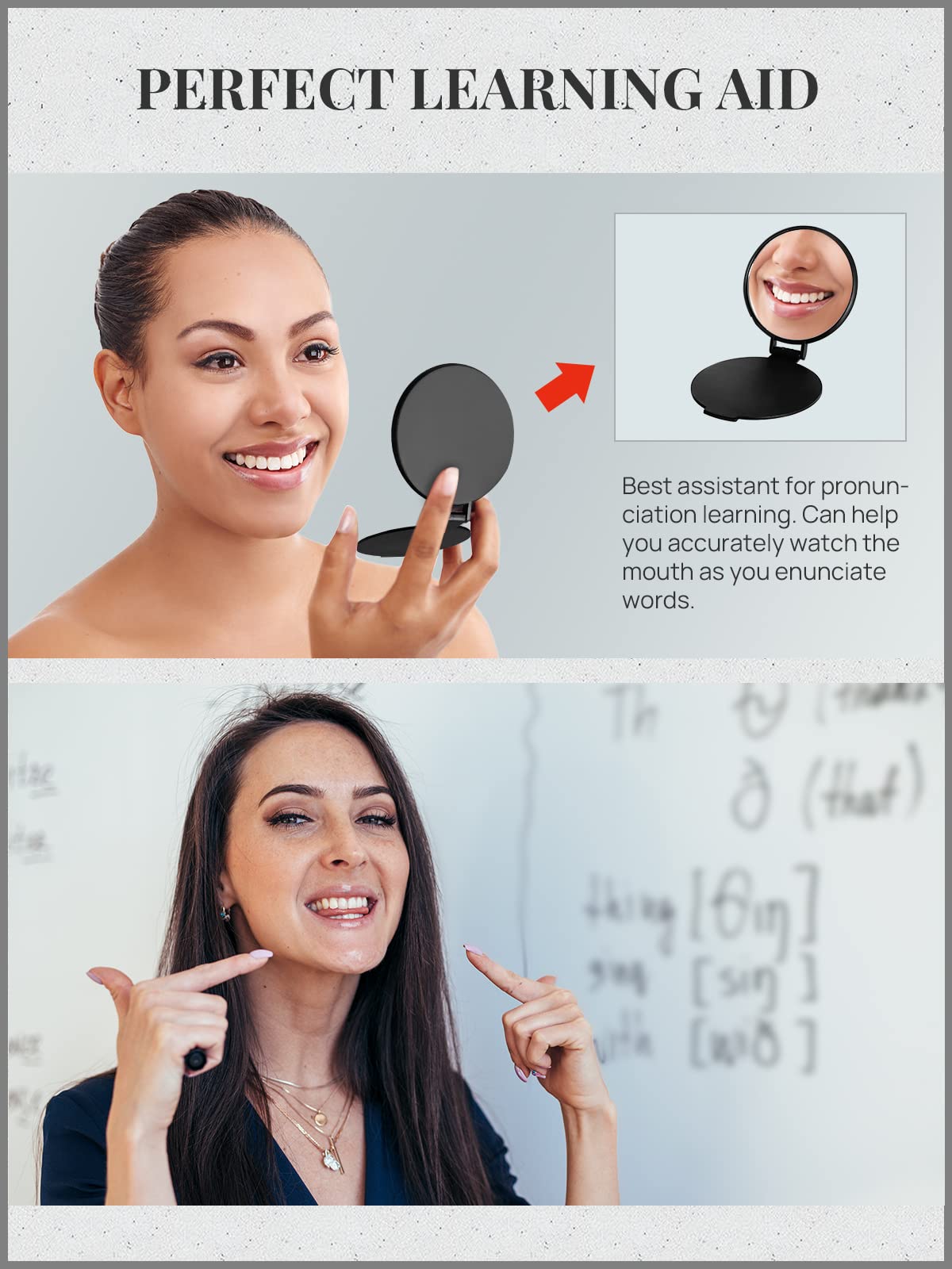 Portable Compact Pocket Mirrors with Single-Sided Glass
