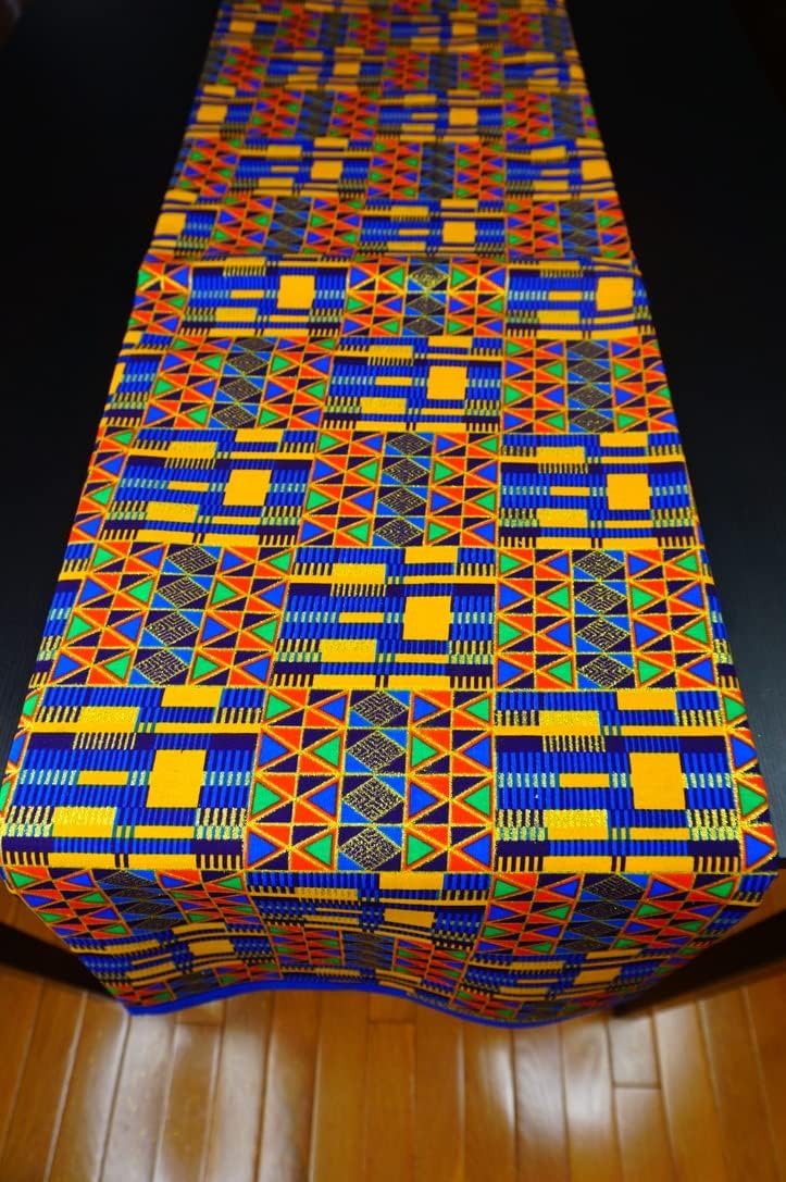 NAI Metallic Gold African Print Fabric by The Yard 100 percentage Cotton Ankara Print Orange Kente Fabric Quilting Dressmaking Crafting Sewing Decorative Upholstery Boho Home Decor | Sparkly Kente Afr