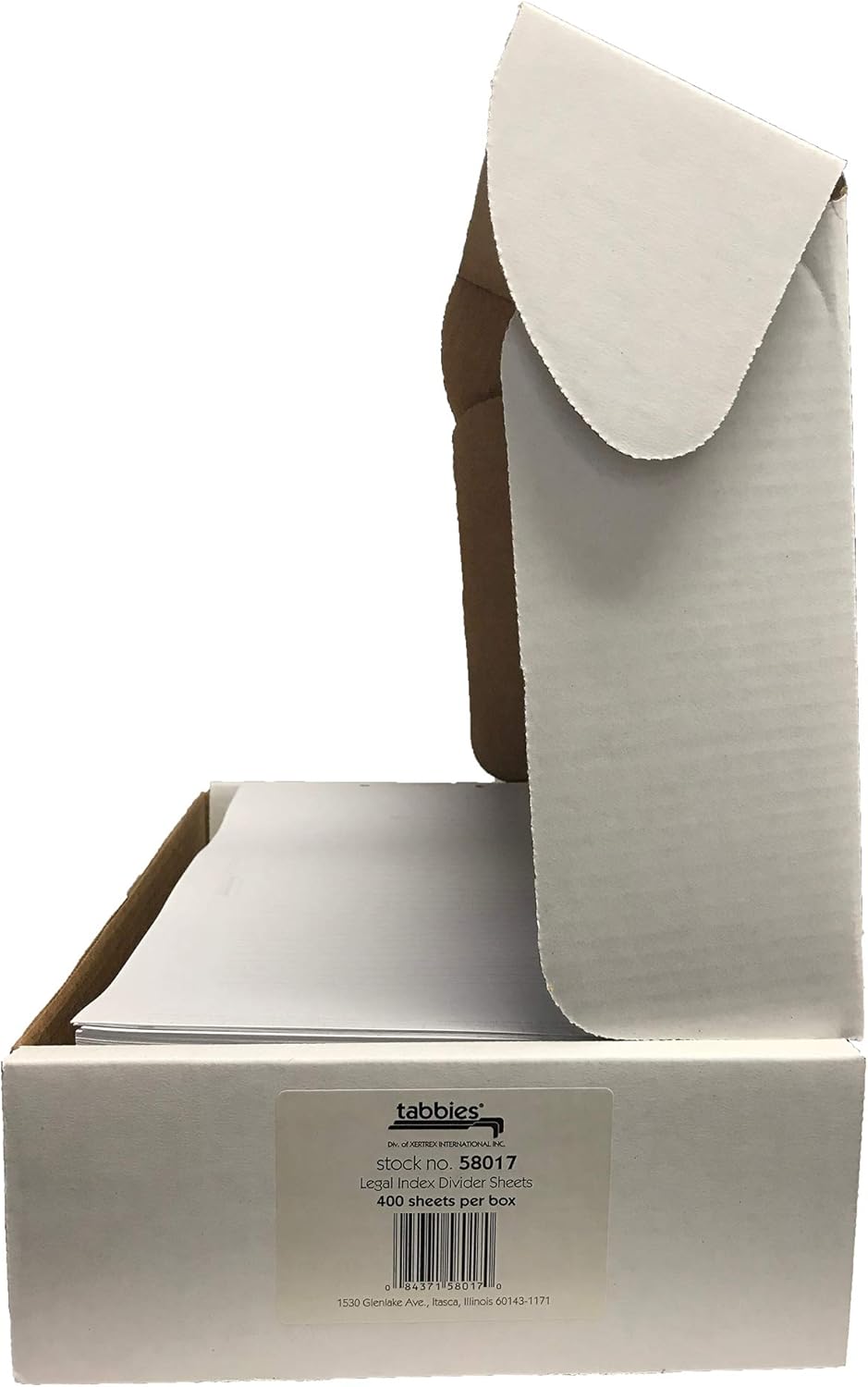 Tabbies Legal Index Divider Sheets, White, 8-1/2"W x 14" H, 2-Hole Punched, 400 Dividers/Box (58017)