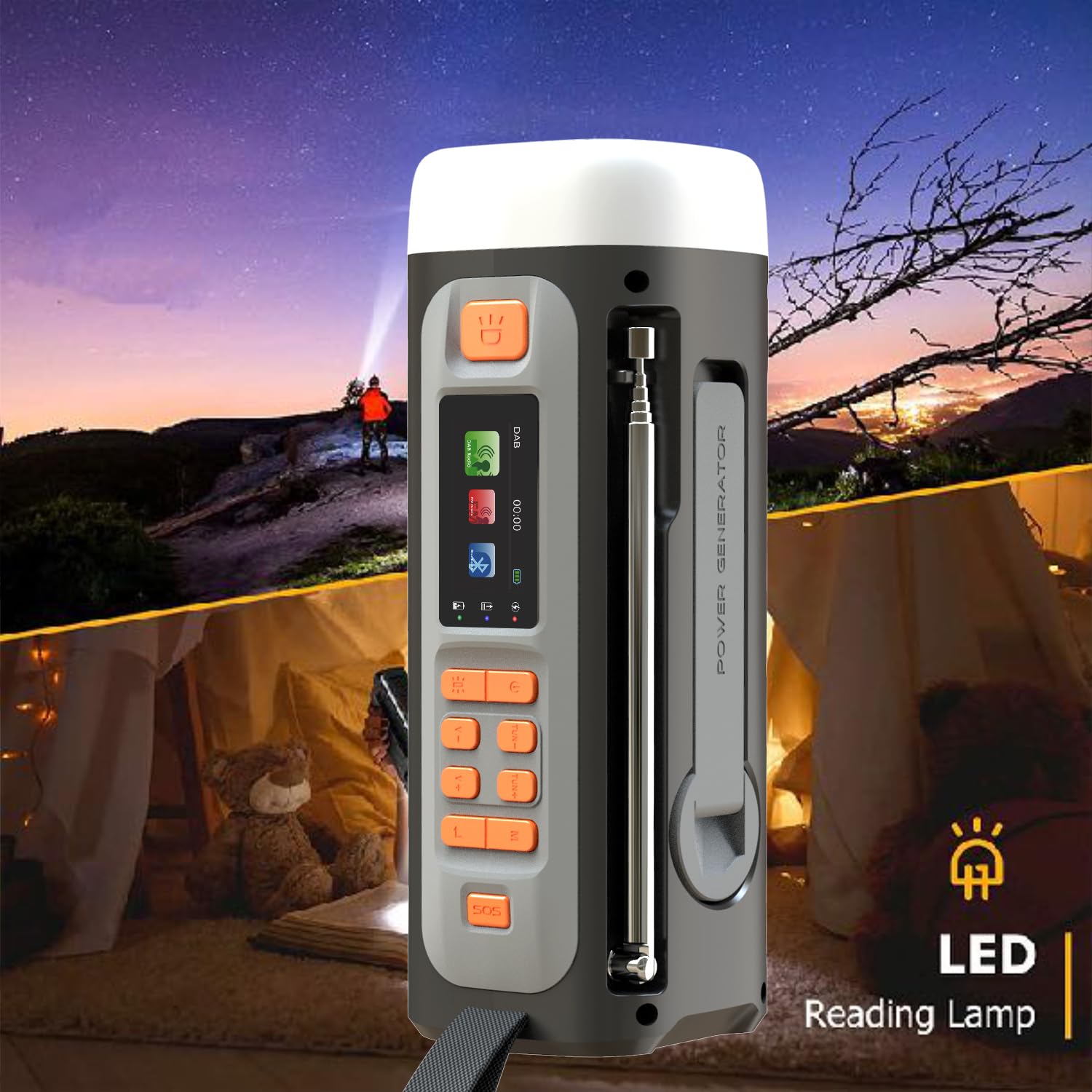 eppfun Radio d'urgence Dab/Dab+/FM avec Bluetooth, Radio numérique Portable alimentée par Batterie avec Alarme SOS, veilleuse et Lampe de Poche, Chargeur USB-C à manivelle Solaire pour Camping