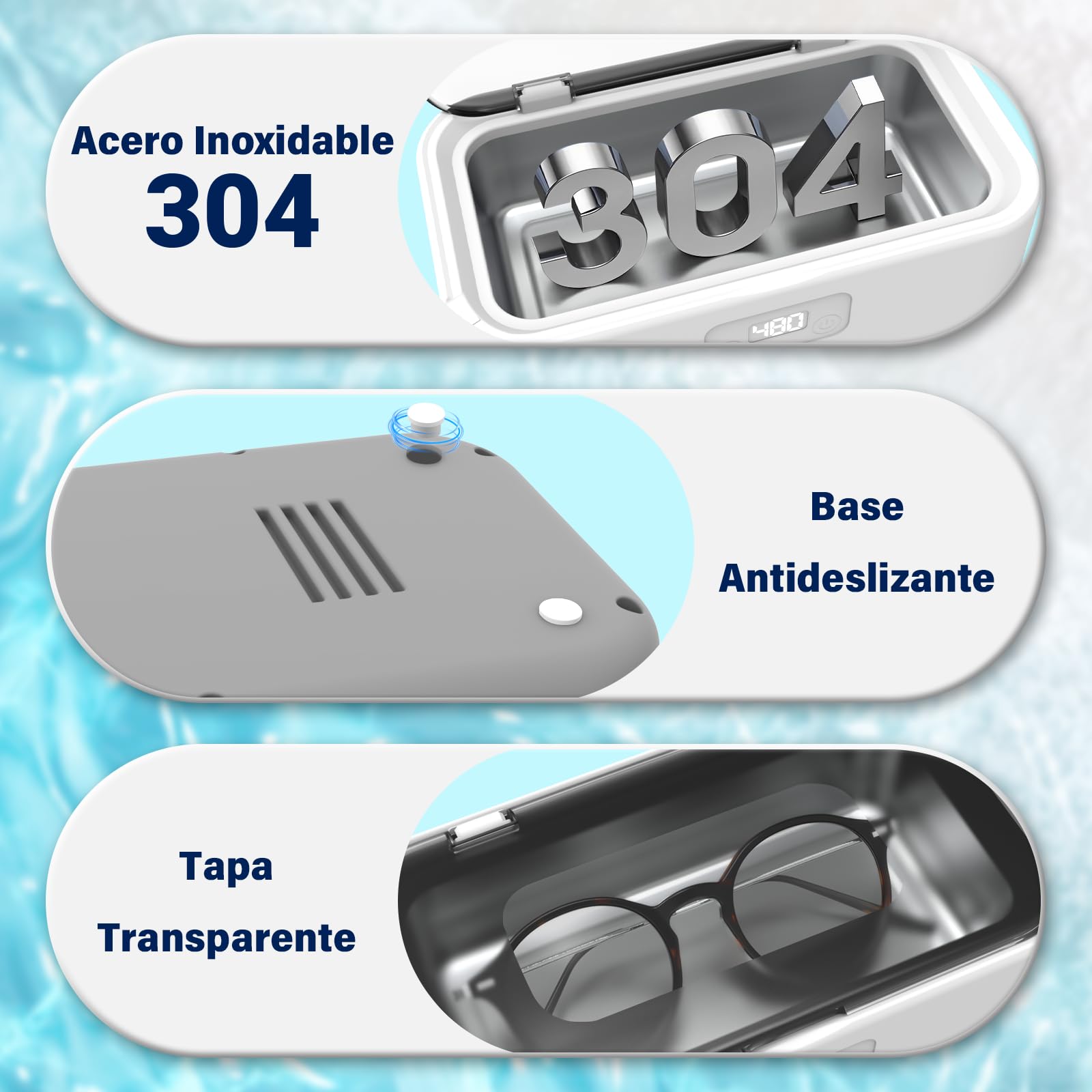 Limpiador Ultrasonidos Olubfdh,800 ml Ultrasonidos Limpieza,49000 HZ Limpiador Ultrasónico Joyas con 5 Modos de Tiempo para Relojes,Joyas,Joyas,Anillos,Relojes,Gafas,Dentaduras Postizas