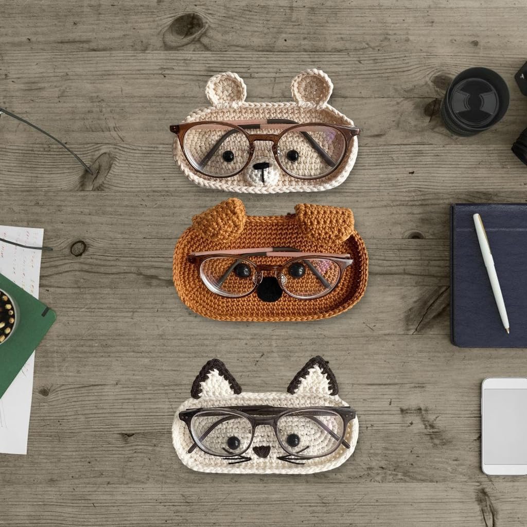 Crochet Eyeglass Holder Stand,Cute Creative Animal Glasses Holder,Cute Eyeglass Case Organizer