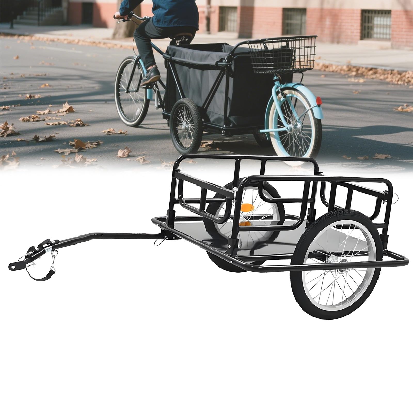 Składana przyczepa rowerowa z zawieszeniem do przechowywania bagażu kempingowego i transportu
