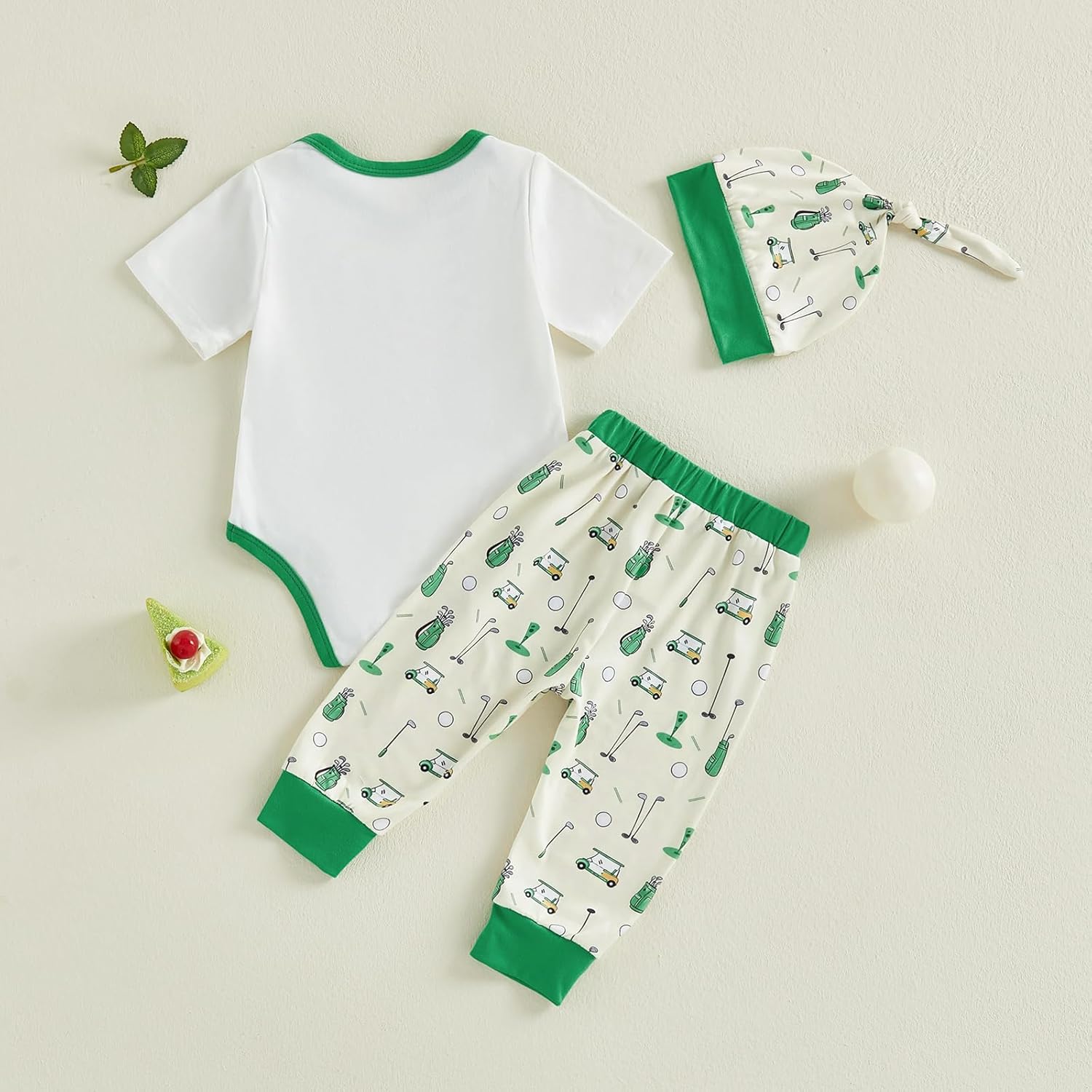 Lamuusaa Newborn Baby Boy Golf Outfit Short Sleeve Letter Print Romper Golf Car Long Pants Hat Summer Clothes 0-18M - Image 7