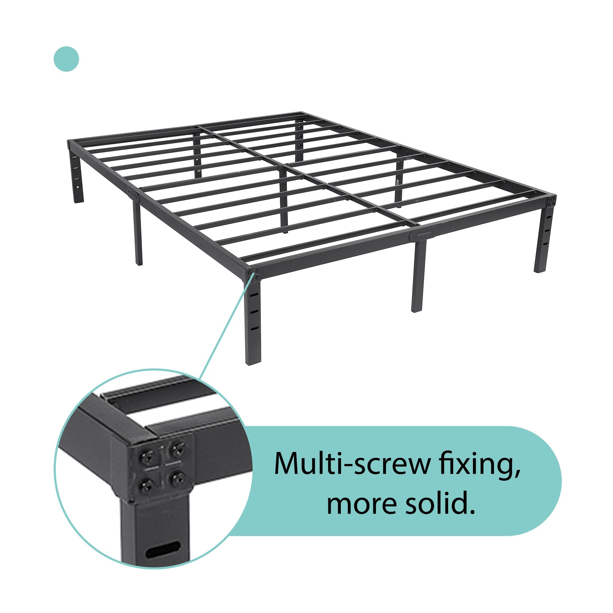 RYR Black Twin Size Bed Frame 18 Inch Metal Platform Bed Frame with Storage Solution, No Box Spring Needed, Whisper-Quiet Design, and Effortless Assembly (18 Inch, Twin)