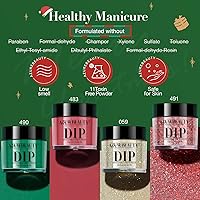 Vista 8 de Azurebeauty - Kit de uñas de inmersión para Navidad, 4 colores, rojo, verde, oro con brillo, sistema de polvo de inmersión, bandeja de reciclaje