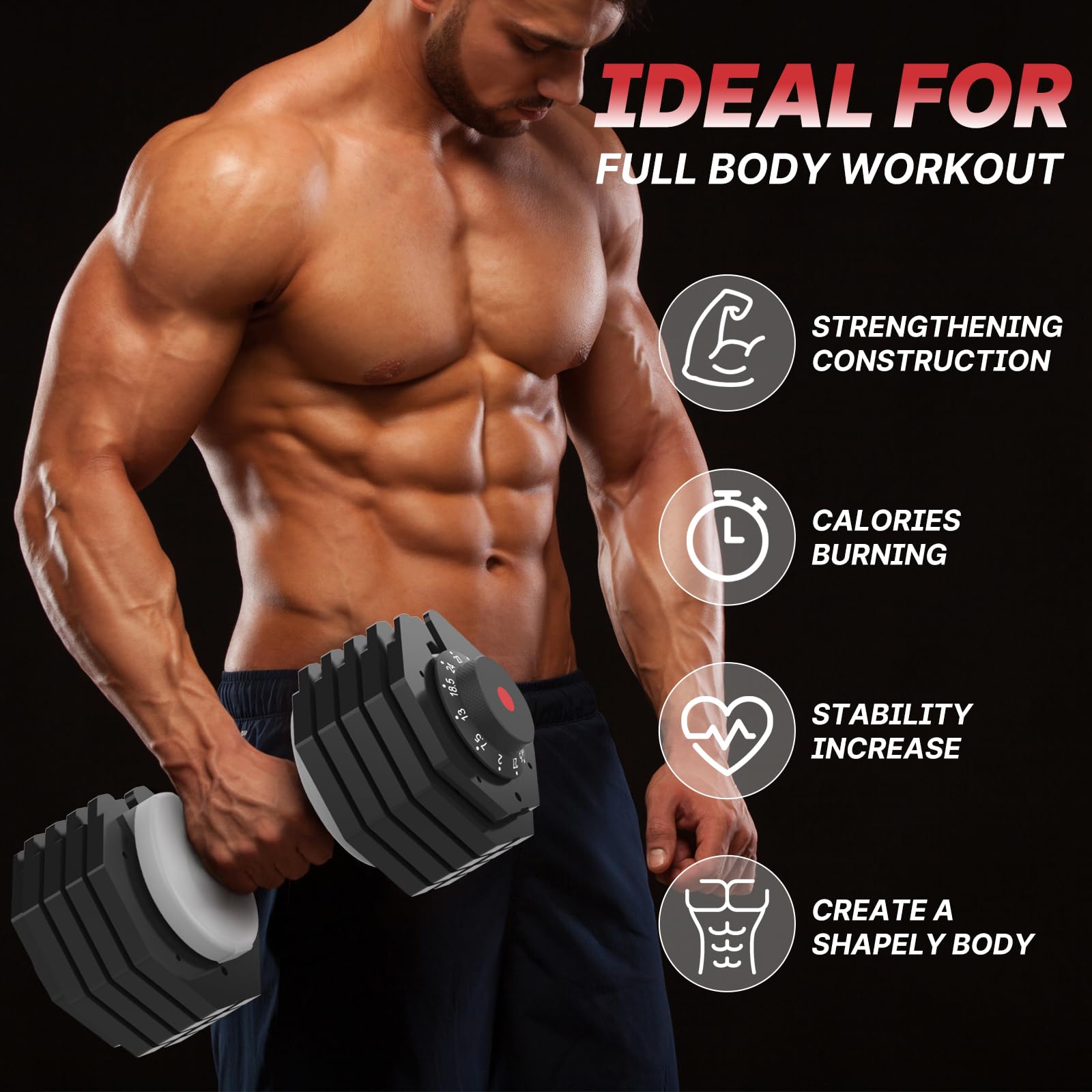 EnterSports 12kg Manubri regolabili salvaspazio, manubri regolabili antiscivolo 5 livelli peso, ottimi per casa, ufficio, palestra, allenamento - Vista 7