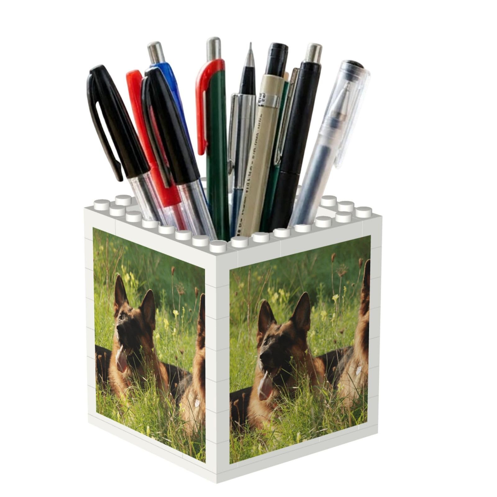 Poadnly German Shepherd Dog Printed, Pen Pot Pencil Holder for Office Home School, Compact Desk Organiser for Office Stationery