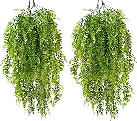 Samambaia Artificial Pendente, Kit 4 Unidades, 78 cm, Realista, Resistente UV, Sem Manutenção, para Decoração de Sala, Varanda, Parede, Ambiente Interno e Externo