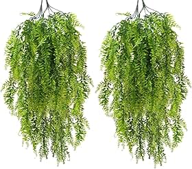 Samambaia Artificial Pendente, Kit 4 Unidades, 78 cm, Realista, Resistente UV, Sem Manutenção, para Decoração de Sala, Varanda, Parede, Ambiente Interno e Externo