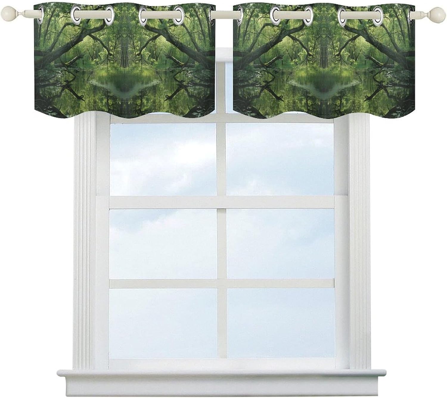 Small Window Curtains, an Ancient Swamp Printed Mini Window Curtains Valance, Pocket Window Curtains are Suitable for Homes, Offices, Farmhouses, and Restaurants