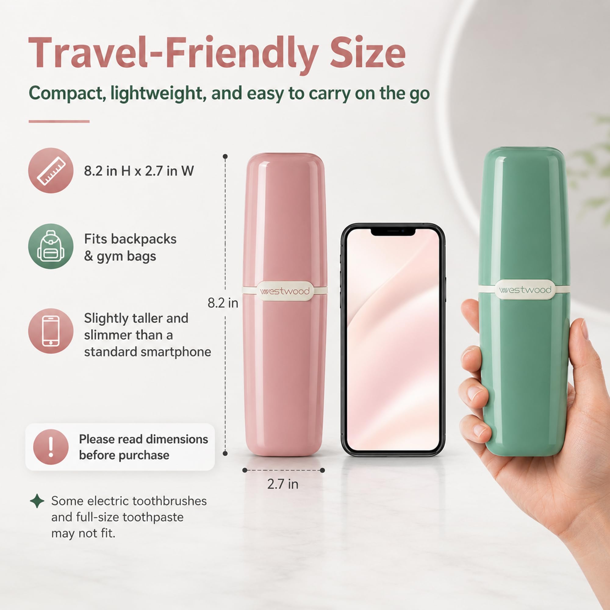 HyJeryty Funda de plástico verde para cepillo de dientes con cubierta, taza portátil de viaje para cepillo de dientes, contenedor de almacenamiento para escuela, camping, viaje de negocios, baño
