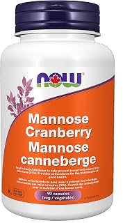 NOW Supplements Mannose Cranberry 700mg Capsules, 90 Count