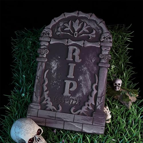 Miniatura 6 de Didiseaon Juguete de broma de Halloween ligero de espuma lápida de espuma para cementerio, lápidas de lápida de espuma de Halloween, lápida de