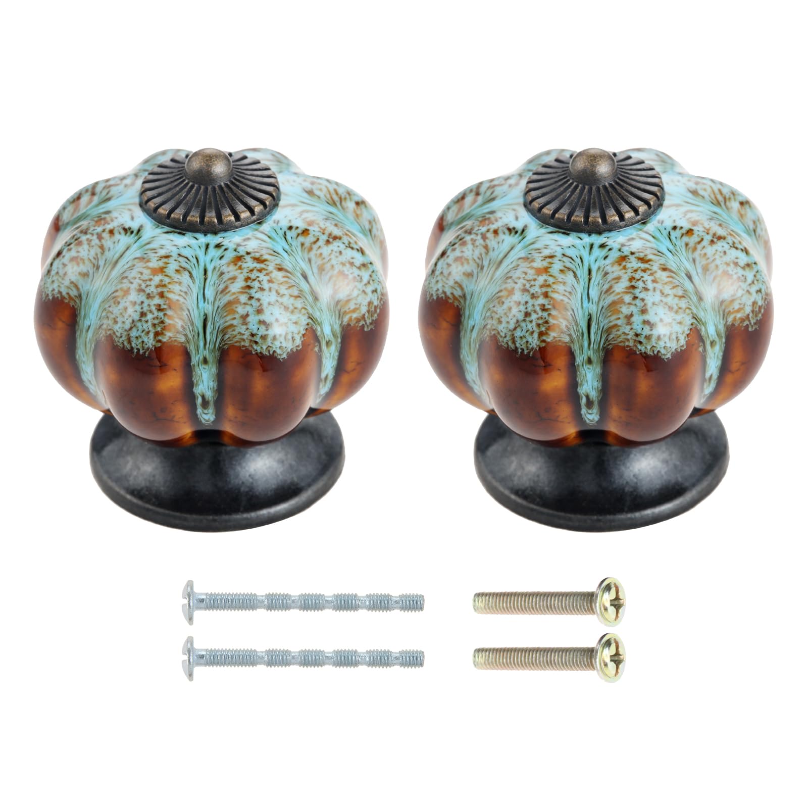 Mgoodoo Blue Drawer Handle Knobs Pull Handles For Wardrobes Cupboards Made Of Ceramic With Leopard Print (2 Pcs, )