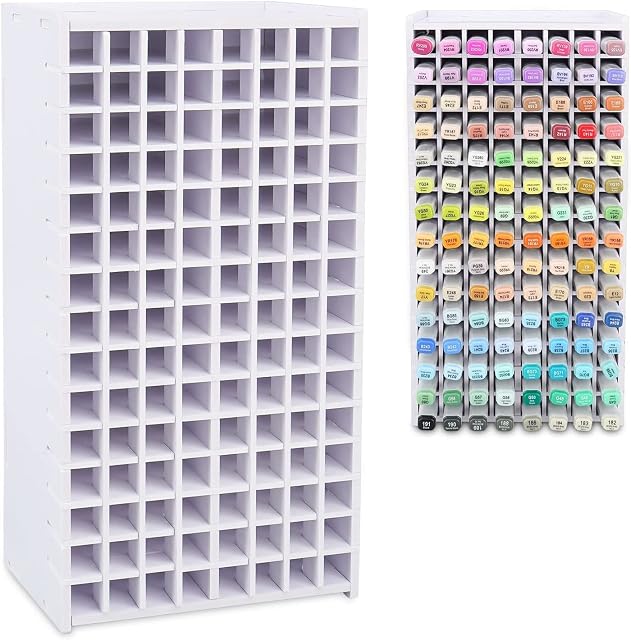 Mardili Art Marker Storage Rack for 120 Markers Watercolour Brushes Pens Color Pencils Organizer Holder for Desk
