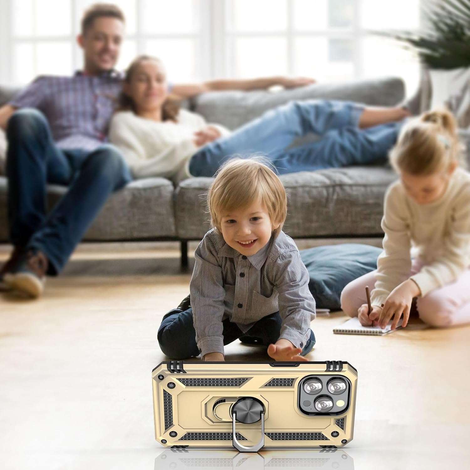 ADDIT i Phone 12 Pro Max Case, for iPhone 12 Pro Max Case,with Kickstand Ring,Adjustable Stand,Military Grade,Heavy Duty Protection,Shockproof,Anti-Fingerprint,Support Magnet Car Mount,Gold - Image 5