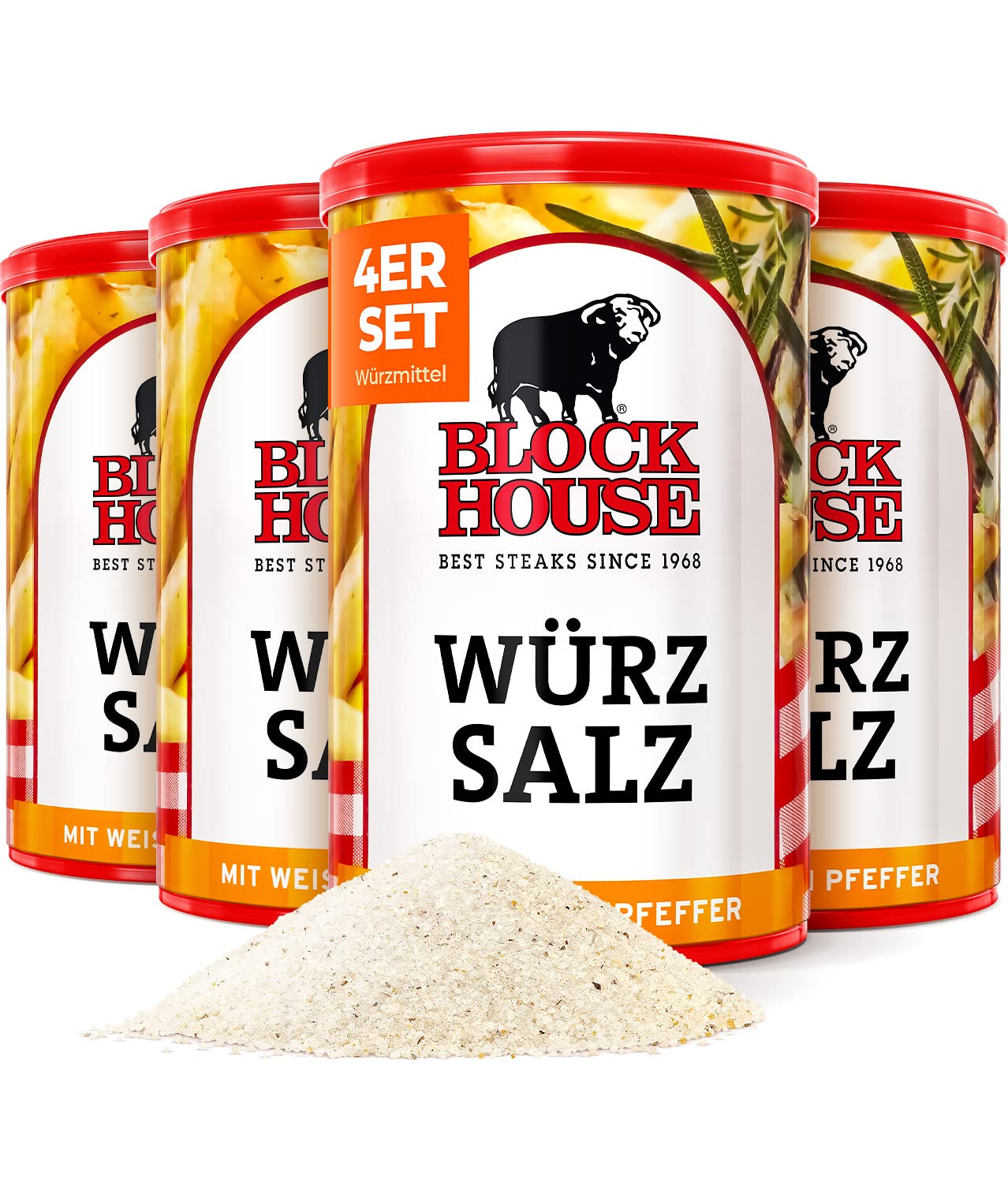 Block House Würzsalz mit weissem Pfeffer 4x 500g - in Restaurantqualität