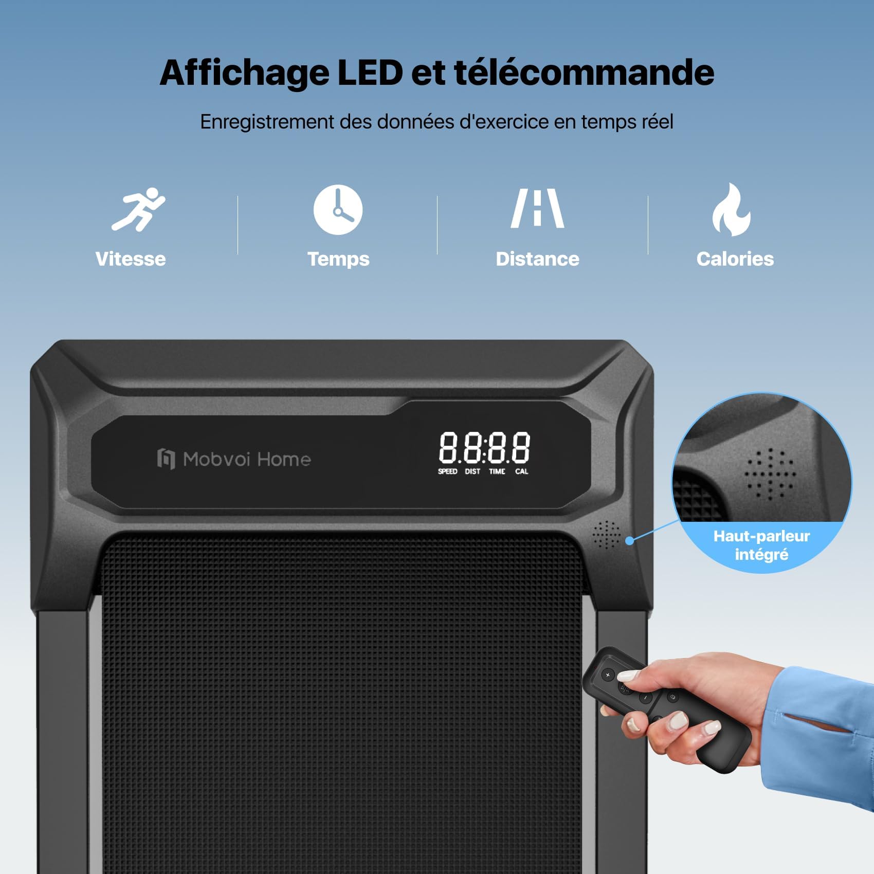 Mobvoi Tapis De Course Smart AI avec App TicSports - Portable Maison/Bureau - Vitesse 6km/h - LED + Télécommande - Marche/Jogging/Course