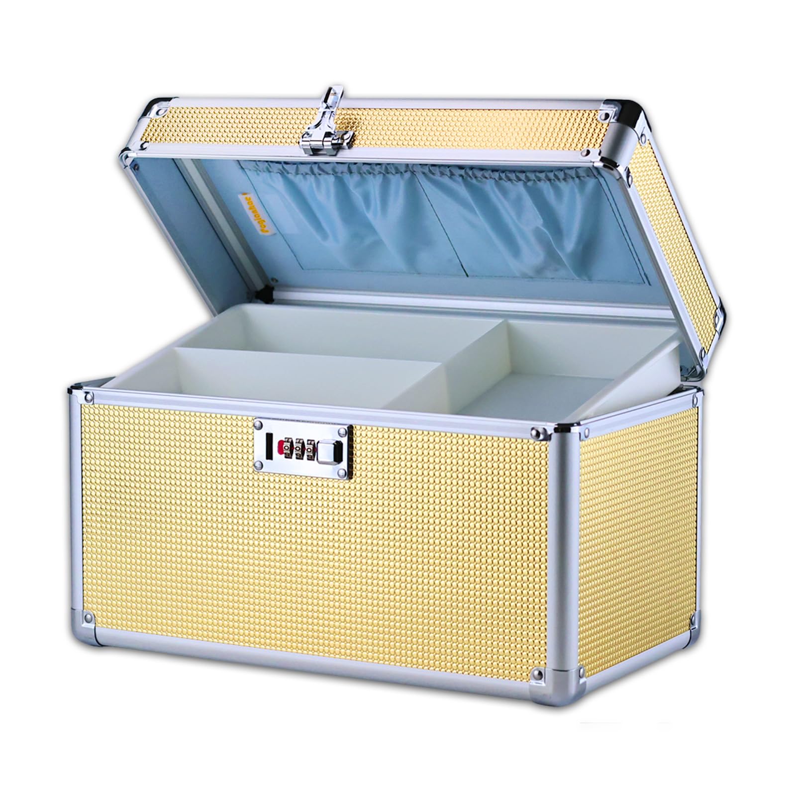 Pogianhae Combination Lock Storage Box with Handle – Multipurpose Locking Case for Home & Outdoor Use, Secure Storage for Accessories, Medicine, Cosmetics, Toys & Tools (Gold, Large)