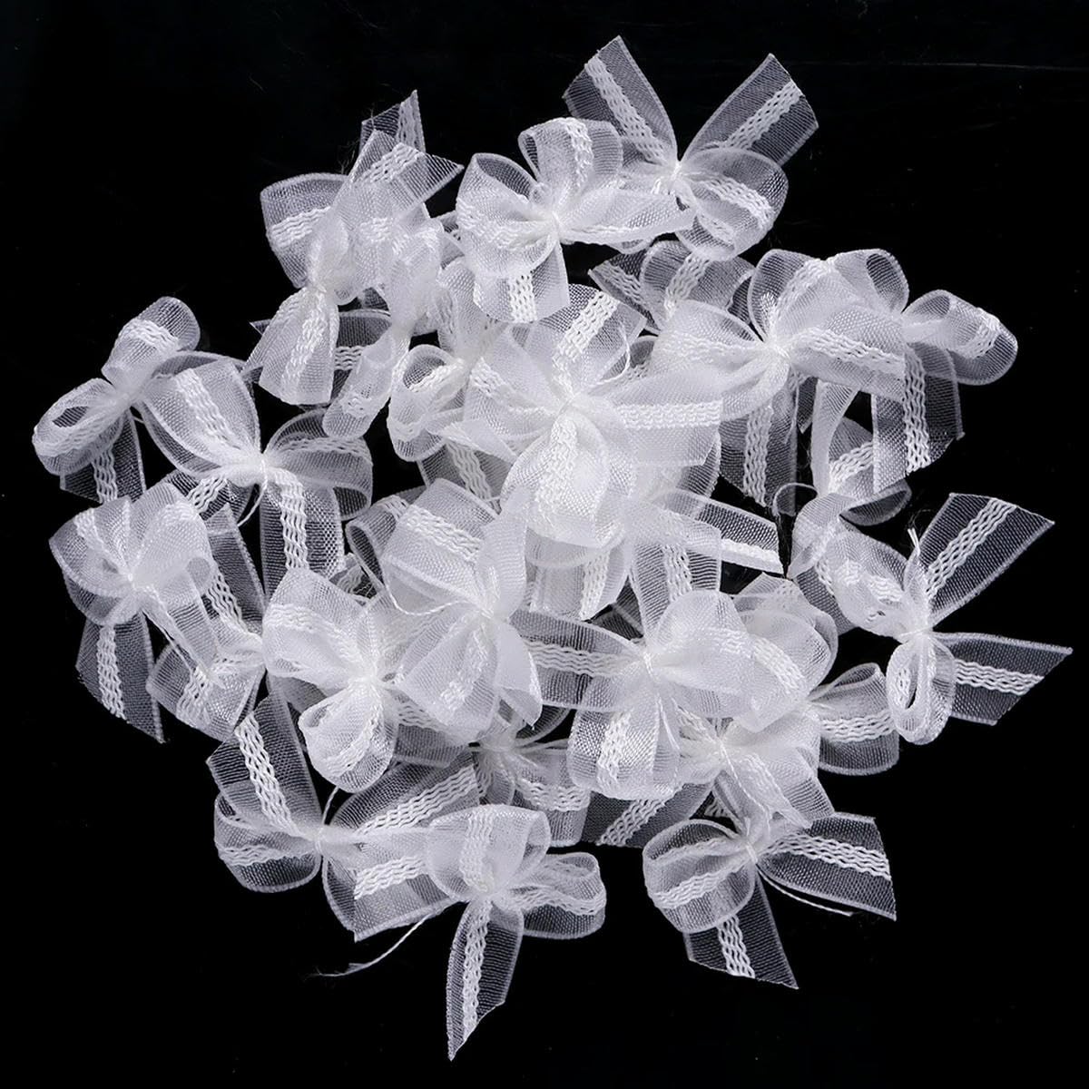 CIVIOOH 30pcs Mutilcolor Lace Mesh Ribbon Bows Satin Ribbon for DIY Craft Decoration Nail Manicure Accessories 2.5x2.5cm