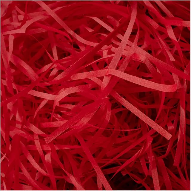 MAL Traders 200 Grams Shredded Tissue Paper is Ideal for Gift Box Filling, Hamper Filling, Basket Filler, Packaging Filler, Gift Packaging and Hampers Stuffing (Red)