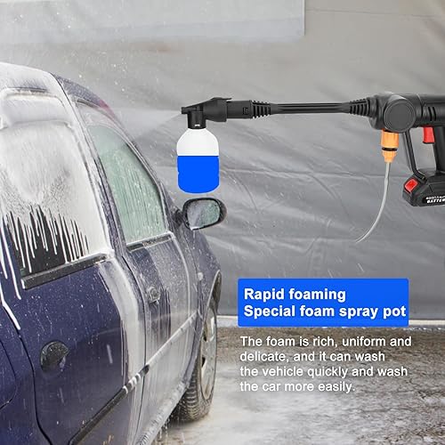 Miniatura 3 de Lavadora eléctrica inalámbrica, lavadora de alta presión, arandelas de chorro de automóvil con boquillas de accesorios y olla de espuma para el