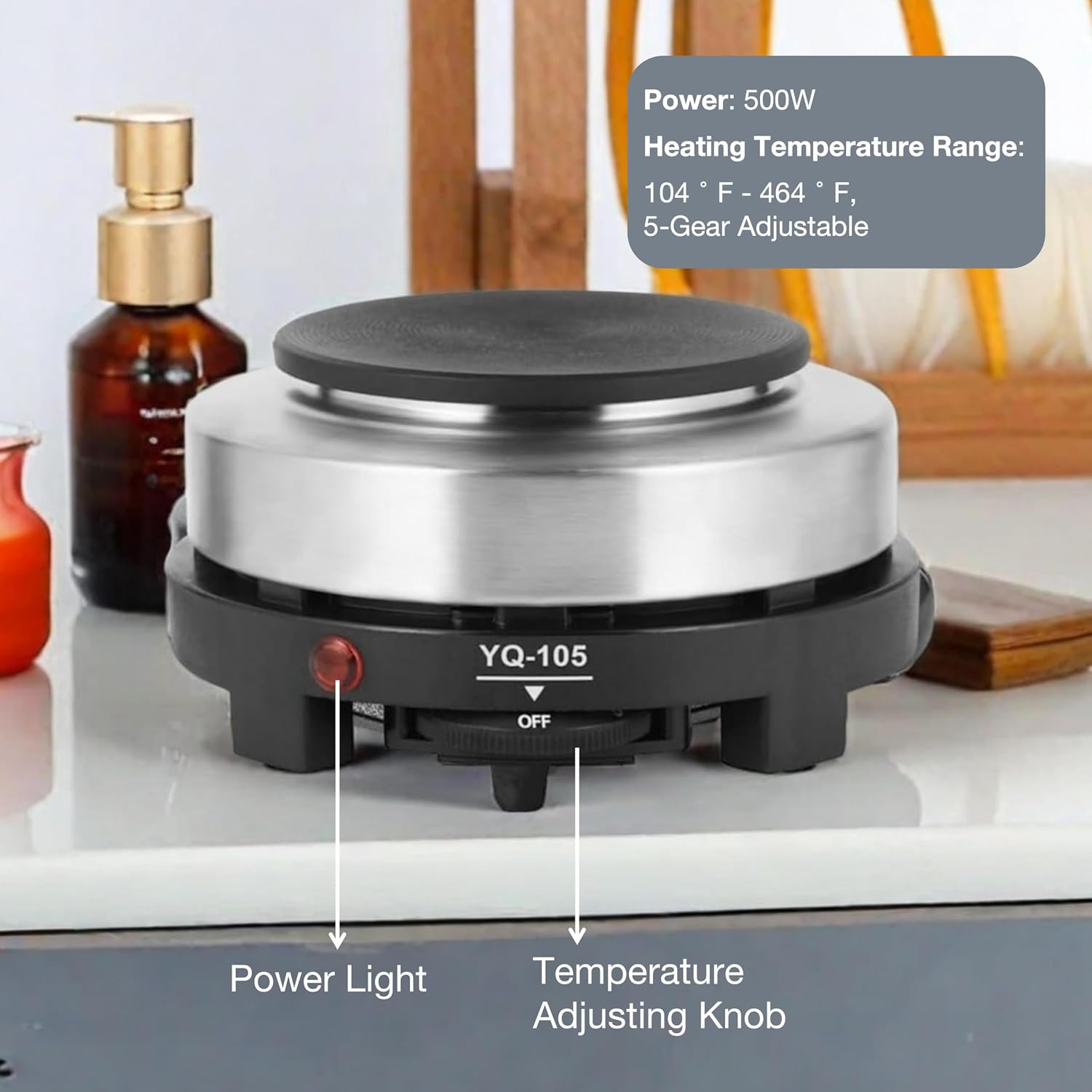 500W Soap Heating Making Kit, Stainless Steel Candle Making Kit, Soap Making Supplies with 1.2L Soap Melting Pot and Heating Furnace, 104°F - 464°F Adjustable Overheating Protection