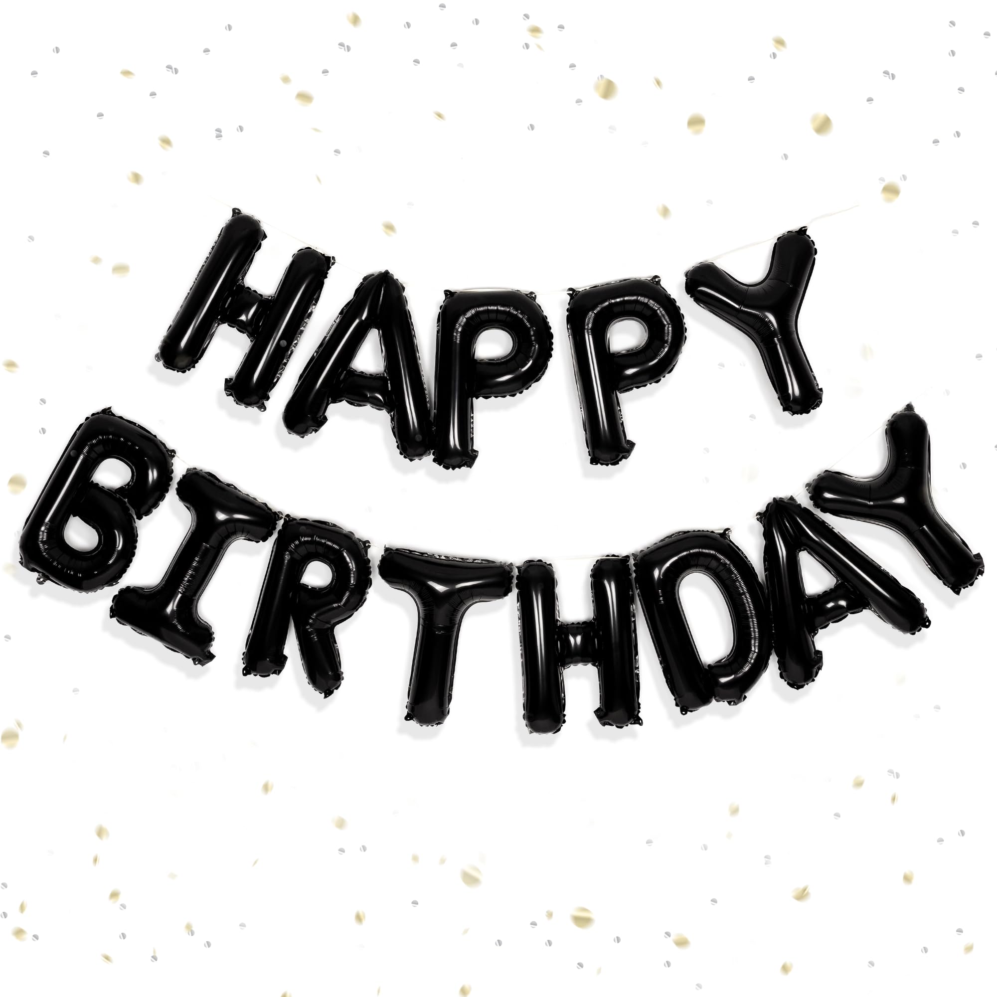HOUSE OF PARTY Happy Birthday Balloon - 16 inch | Black Mylar Capital Foil Birthday Balloons Banner - Party Decorations for Men, Women