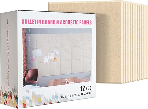 Miniatura 8 de UMIACOUSTICS 12 paneles acústicos, paneles de pared a prueba de sonido, de 11.8 x 11.8 x 0.35 pulgadas, paneles absorbentes de sonido y tablero de