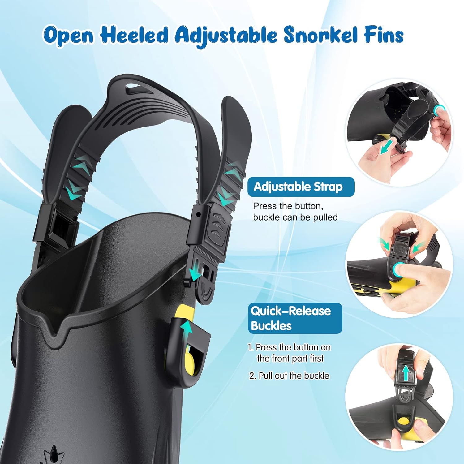 Kids Snorkel Set, Mask Fins Snorkeling Gear for Kids Anti-Fog Swim Goggles 180 Panoramic View Dry Top Snorkel and Dive Flippers Combo with Travel Bag for Snorkeling Training Swimming Diving - Image 6