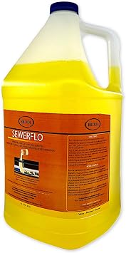 SewerFlo Main Line Sewer Drain Cleaner Heavy Duty, Clears Sand, Silt and Mud from Catch Basins, Breaks Up Clogs & Keeps Particles in Suspension, Safe & Concentrated 1 Galon