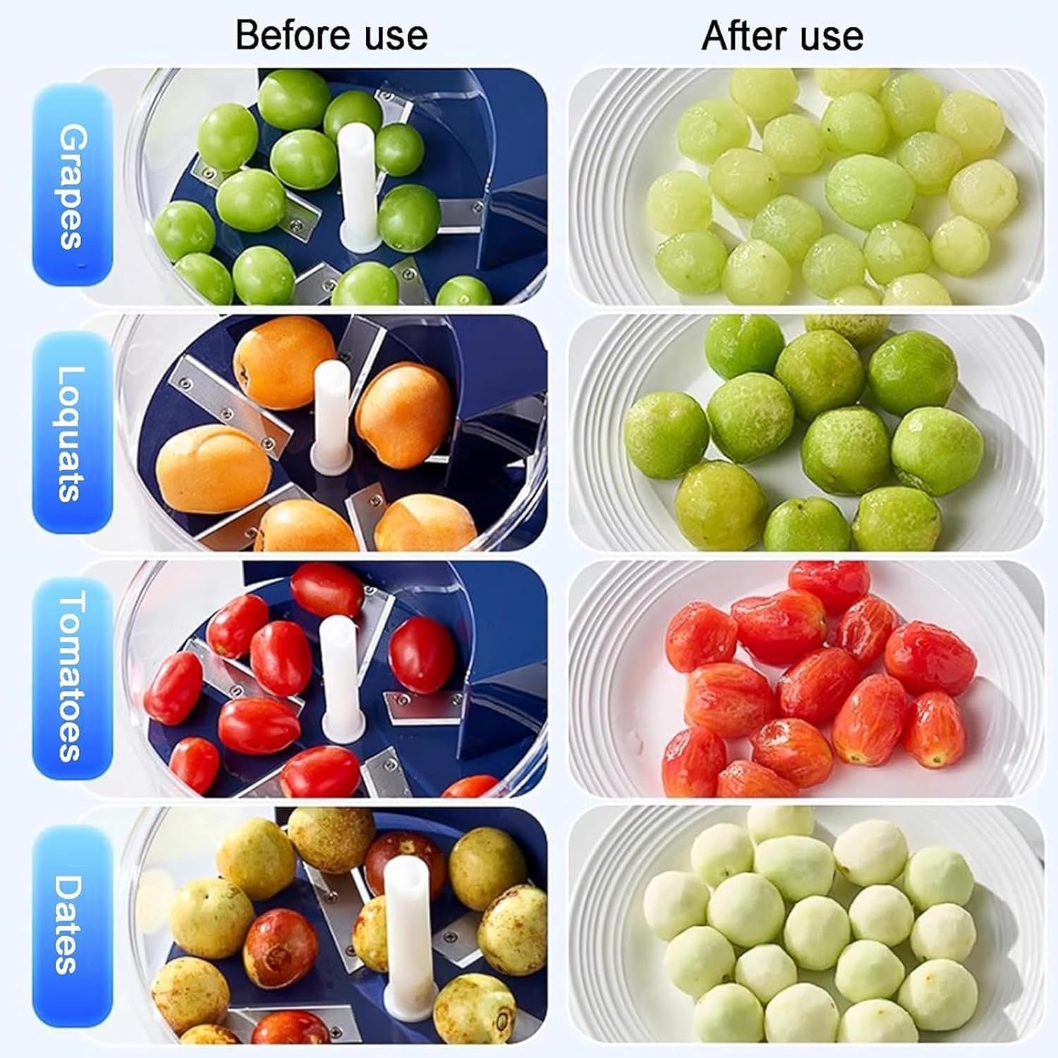 Electric Grape Peeler, Grape Peeling Electric Machine, Automatic Grape Tomato Peeling Machine, Small Fruit Tomato Peeler Tool, Smart Fruit Machine for Grapes, Cherry, Tomatoes (Blue)