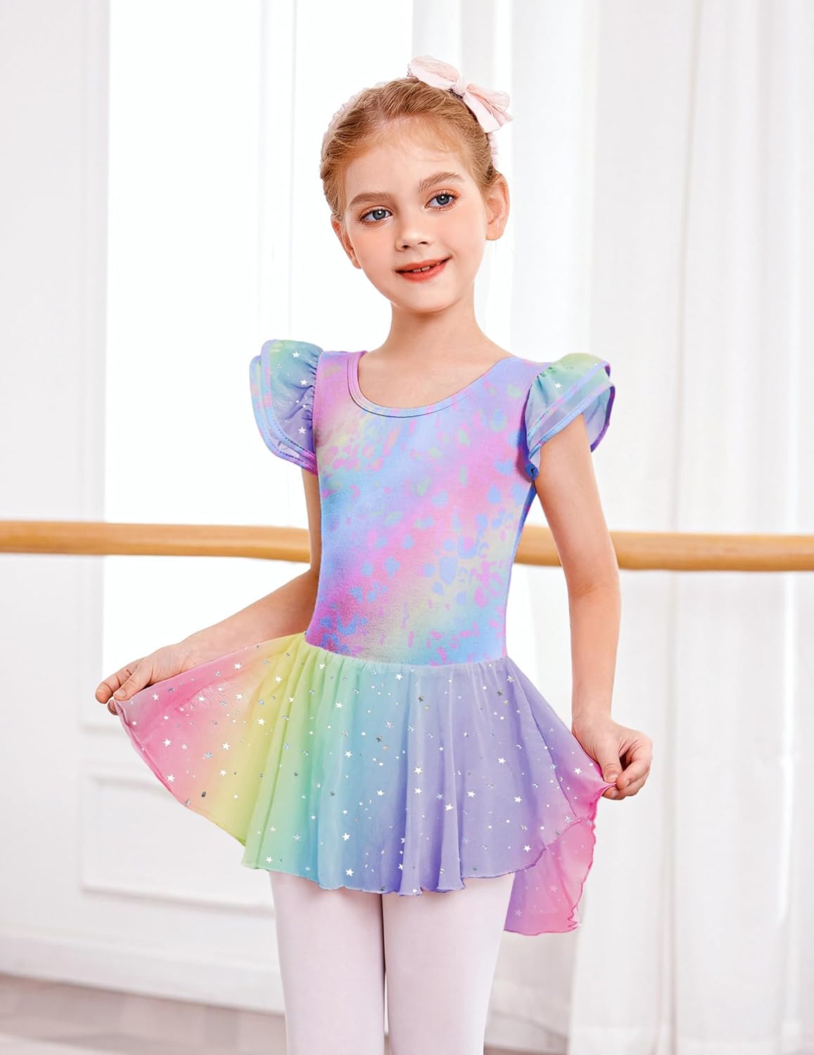 Zaclotre Girls Ruffle Sleeve Ballet Leotard with Skirt Criss-Cross Back Dance Dresses Outfit - Image 2