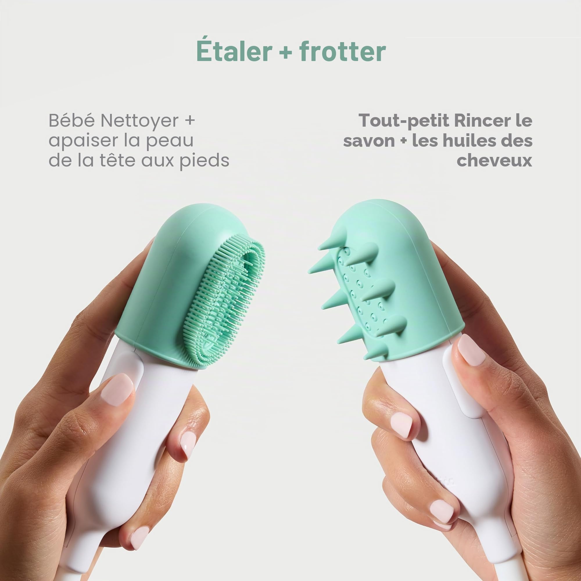 Frida Baby Control The Flow Baignoire Pulvérisateur pour baignoire de bébé, pommeau de douche pour bébé avec masseur du cuir chevelu, contrôle du débit d'eau avec 2 modes de pression