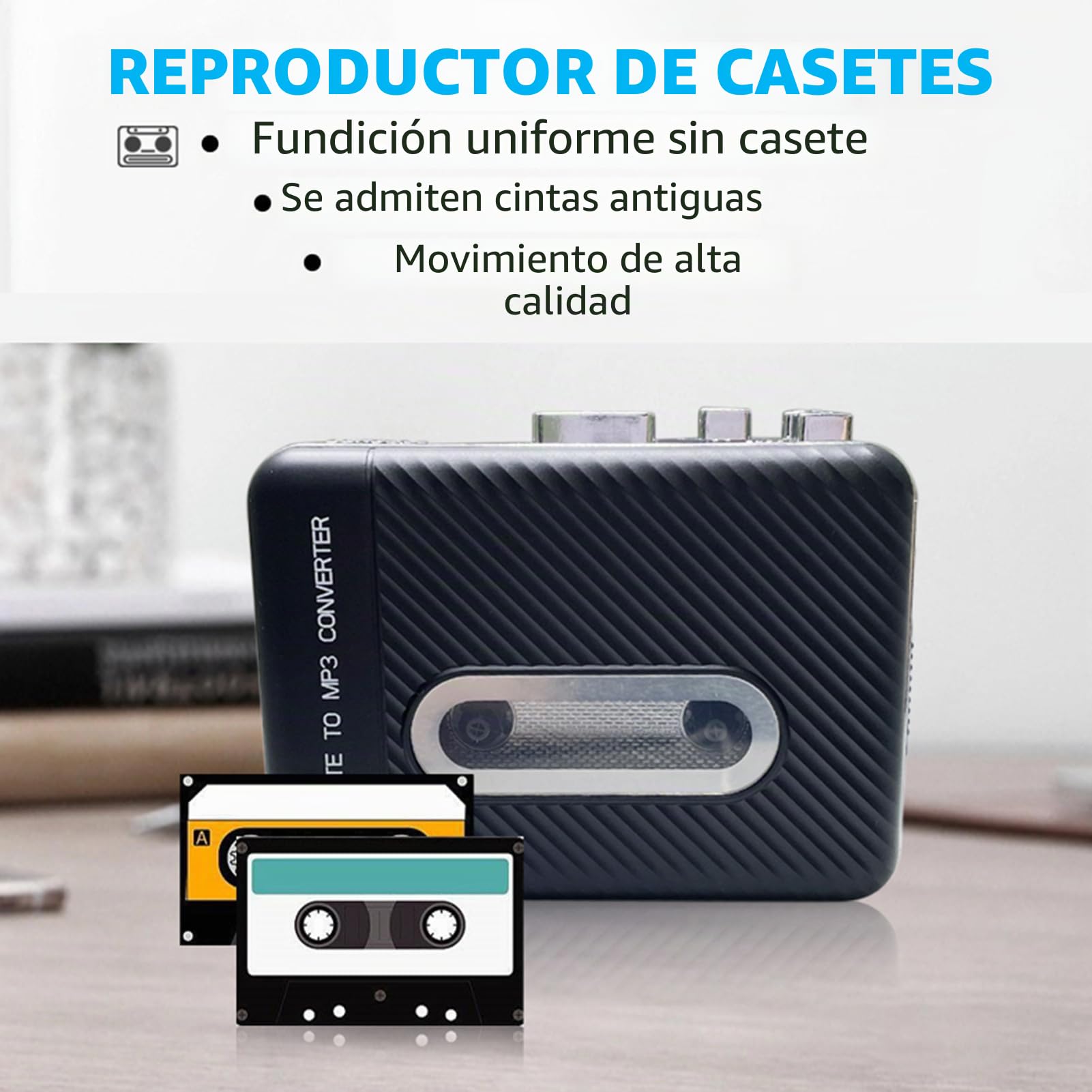 Docooler Reproductor de Casete de Audio, grabadora de Casete portátil Que Convierte el Audio de la Cinta en MP3 Mediante USB, micrófono y Altavoz Integrados Jack para Auriculares