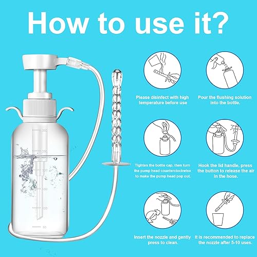 Miniatura 5 de Limpiador de ducha vaginal de 10.1 fl oz, kit de limpieza de vagina anal anti flujo posterior, kit de enema para limpieza de colon, presión manual y
