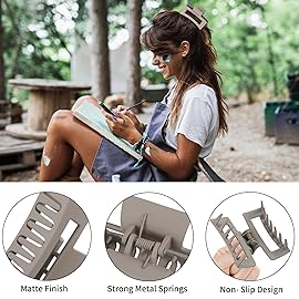 Square Hair Clips 3.5 Inch Medium Claw Clips Rectangle Hair Claw Clips 6 Pack Rubber Paint Jaw Non-Slip Thick Hair Accessories for Women Girls -Neutral