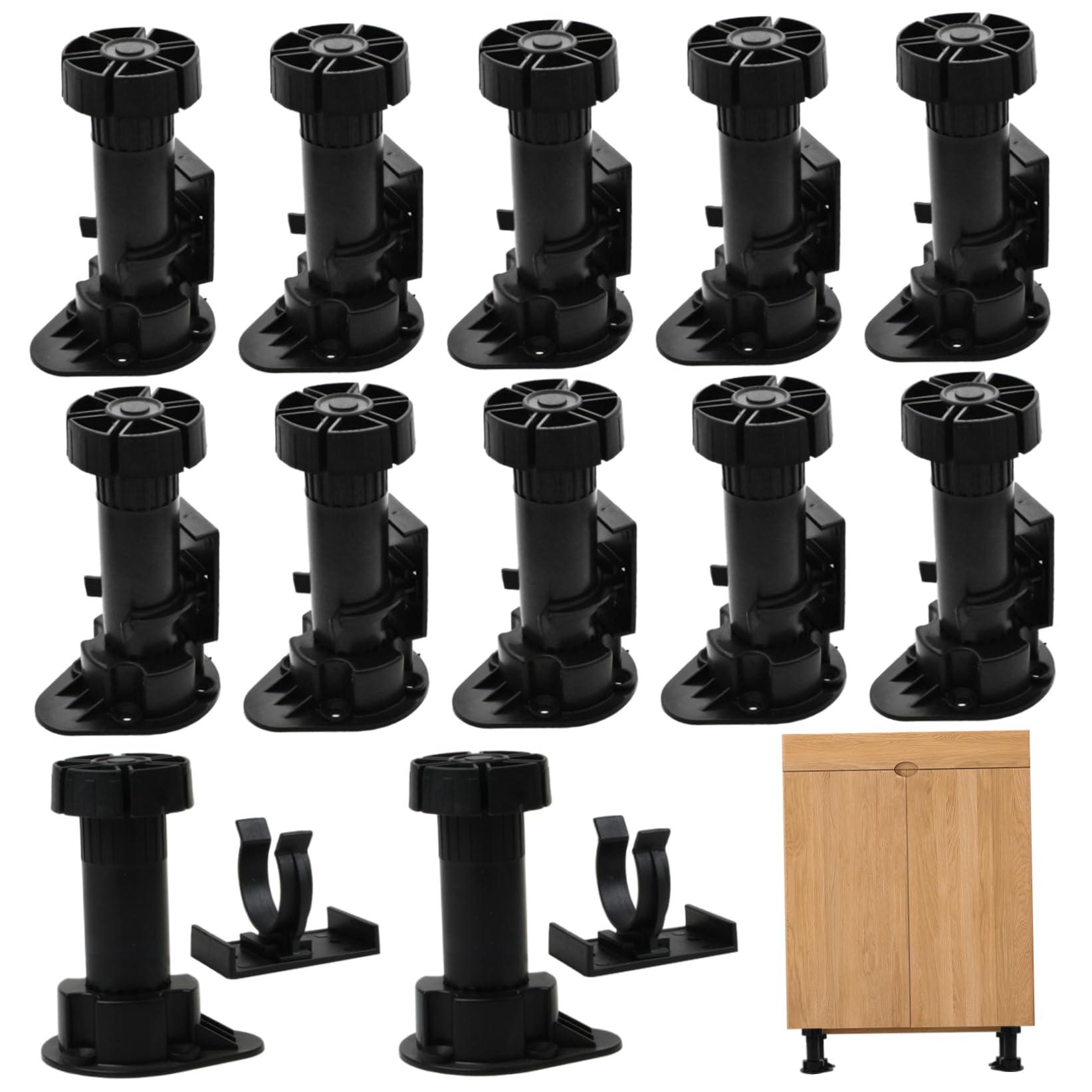 Adjustable Cabinet Legs 12Pcs Plastic Cabinet Levelers 95-145mm Adjustable Furniture Legs for Sofa, Couch, Chair
