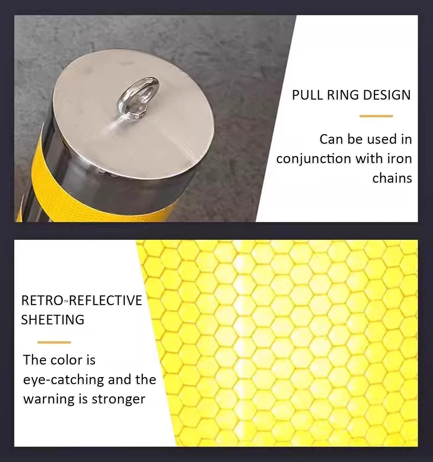 Stainless Steel Safety Bollard High Visibility Easy Installation Traffic Control Driveway Barrier Parking Pole