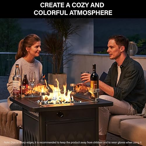 Miniatura 8 de NUPICK Vidrio ignífugo de 20 libras, vidrio reflectante de 12 pulgada, compatible con vidrio para hoguera y vidrio de chimenea, color negro